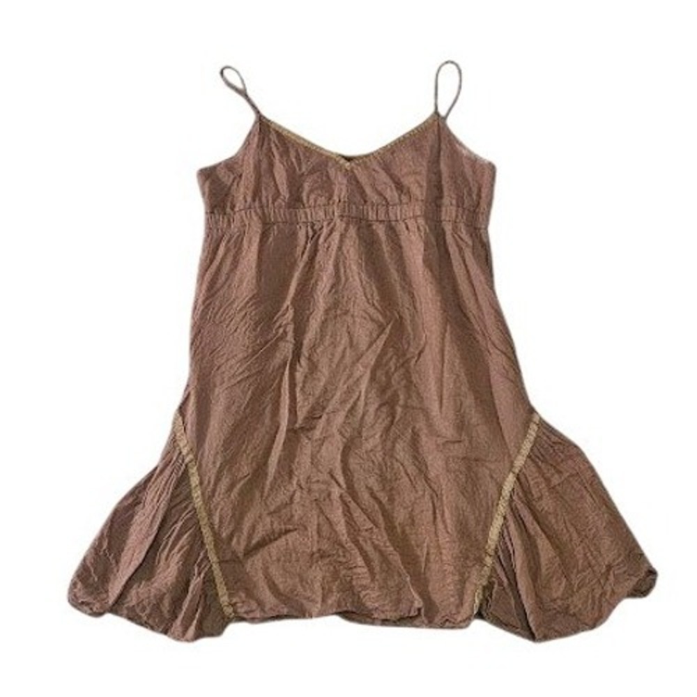 Wet Seal Empire Waist Boho Mini Dress Women Medium Brown Fairy Babydoll Cotton